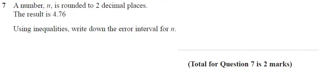 Question 7 - GCSE Edexcel Higher Maths Past Paper 2 (Calculator) - June 2017