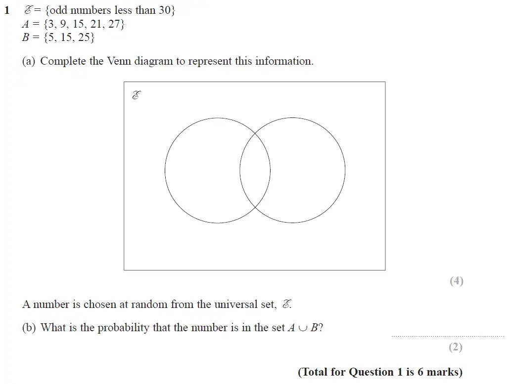 Question 1 - GCSE Edexcel Higher Maths Past Paper 3 (Calculator) - June 2017
