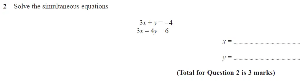 Question 2 - GCSE Edexcel Higher Maths Past Paper 3 (Calculator) - June 2017