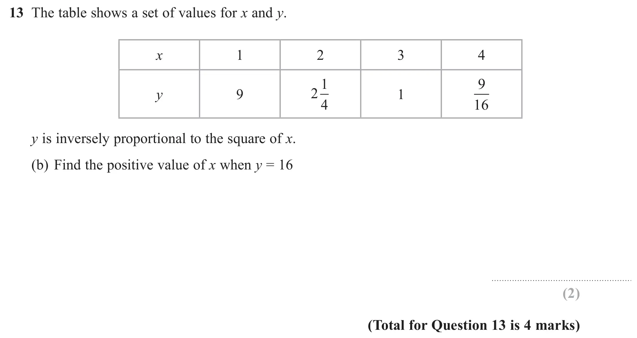 Question 13(b) - GCSE Edexcel Higher Maths Past Paper 1 (Non-Calculator) - June 2017