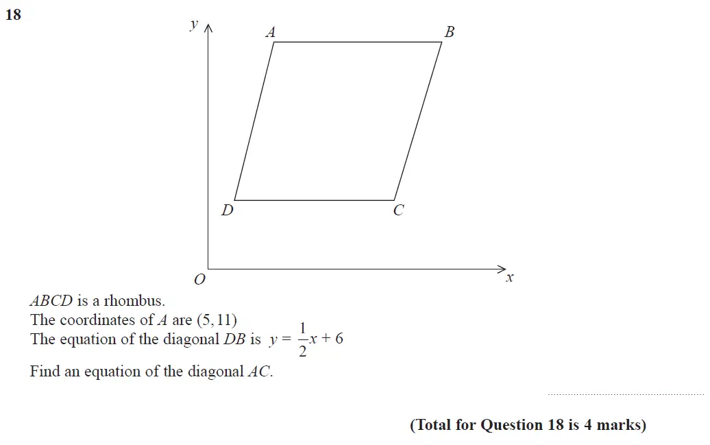 Question 19 - GCSE Edexcel Higher Maths Past Paper 1 (Non-Calculator) - June 2017
