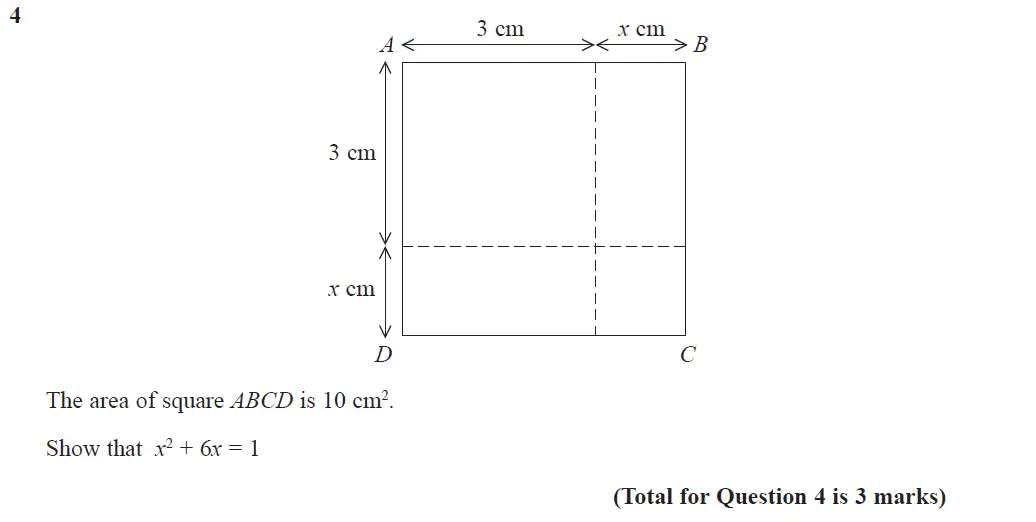 Question 4 - GCSE Edexcel Higher Maths Past Paper 1 (Non-Calculator) - June 2017