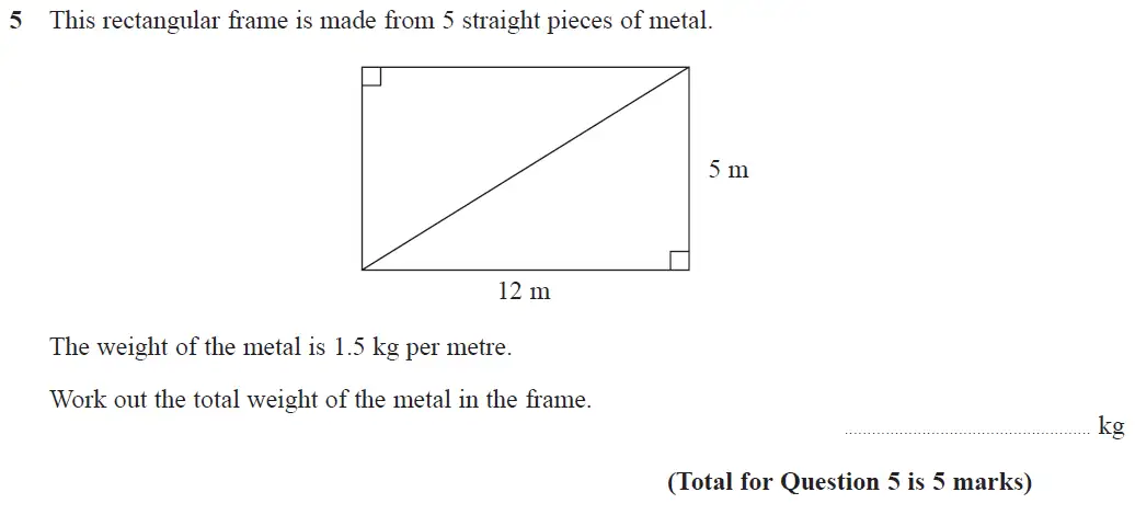 Question 5 - GCSE Edexcel Higher Maths Past Paper 1 (Non-Calculator) - June 2017