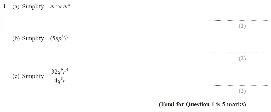 Question 1 - GCSE Edexcel Higher Maths Past Paper 2 (Calculator) - June 2018