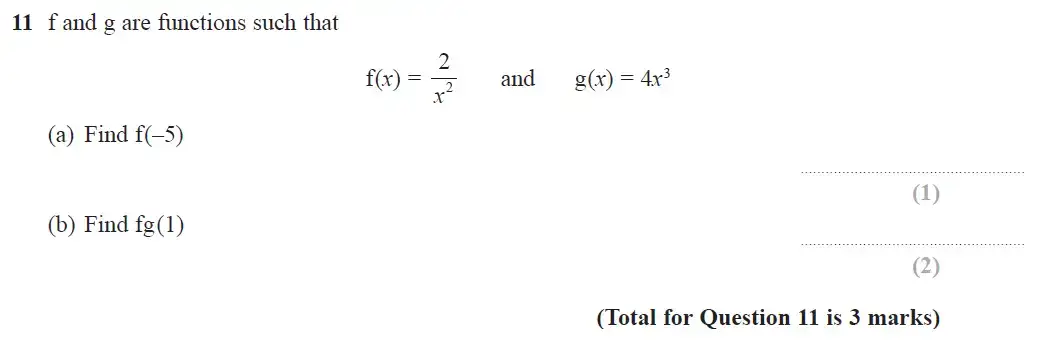Question 11 - GCSE Edexcel Higher Maths Past Paper 2 (Calculator) - June 2018