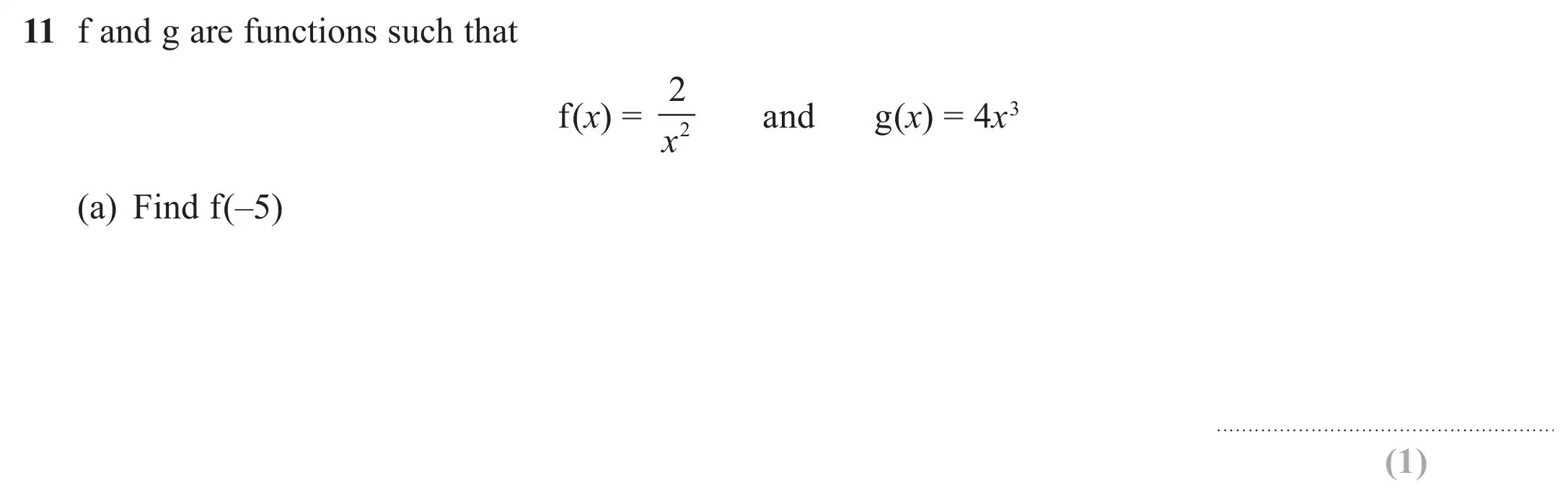 Question 11(a) - GCSE Edexcel Higher Maths Past Paper 2 (Calculator) - June 2018