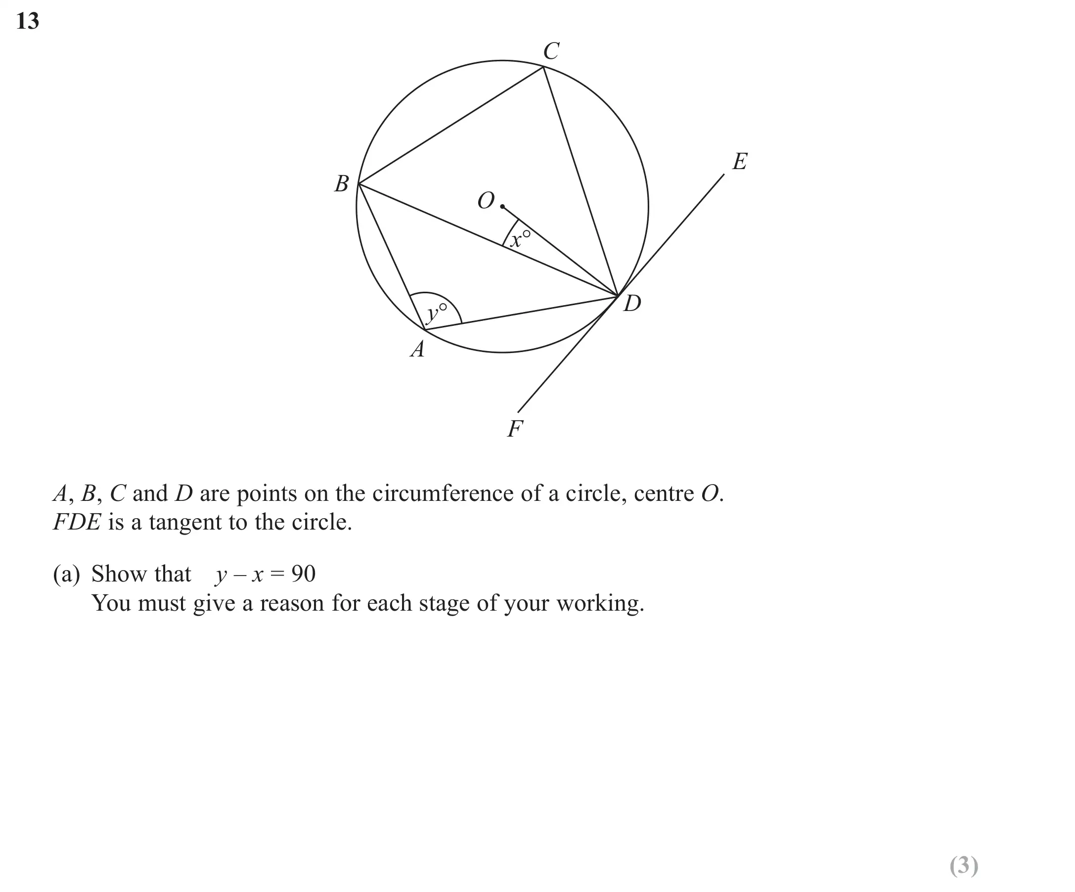 Question 13(a) - GCSE Edexcel Higher Maths Past Paper 2 (Calculator) - June 2018