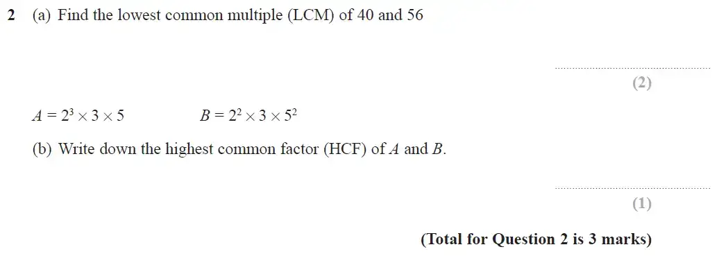 Question 2 - GCSE Edexcel Higher Maths Past Paper 2 (Calculator) - June 2018
