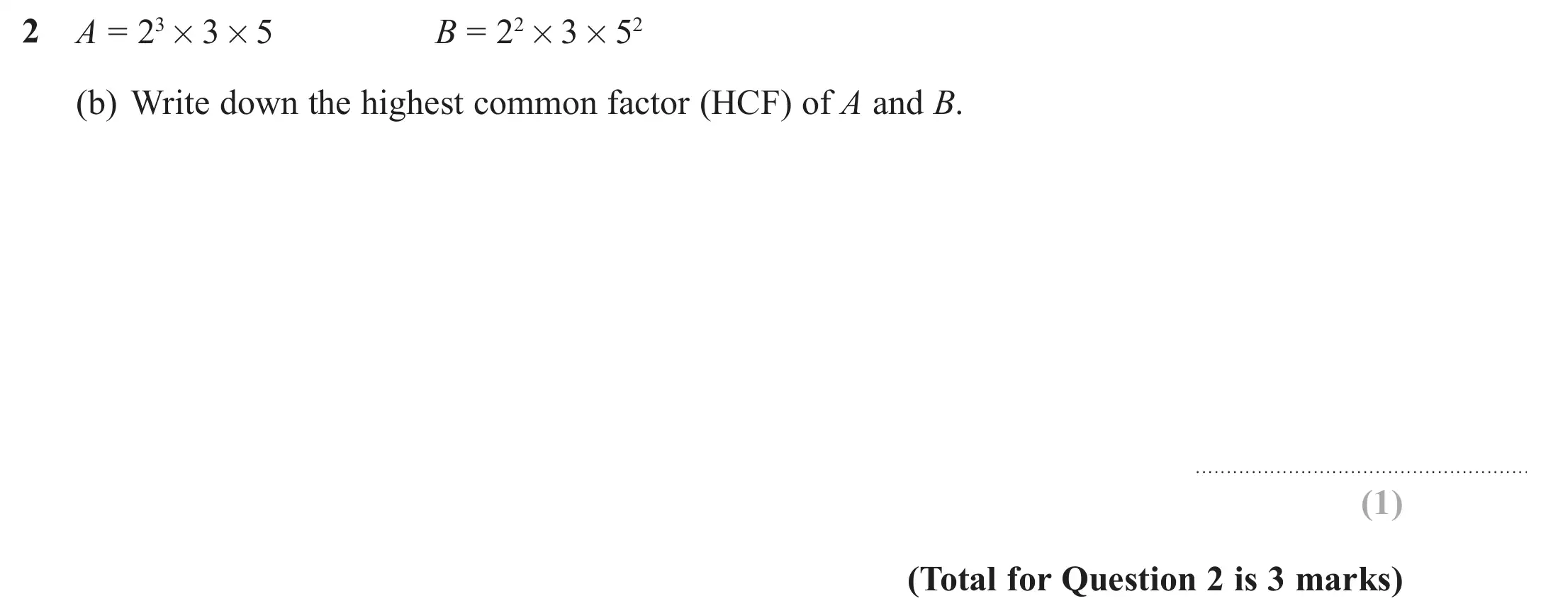Question 2(b) - GCSE Edexcel Higher Maths Past Paper 2 (Calculator) - June 2018