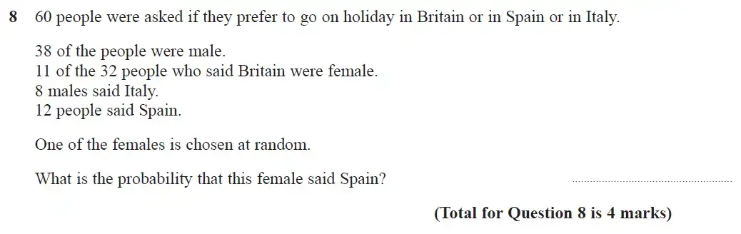 Question 8 - GCSE Edexcel Higher Maths Past Paper 2 (Calculator) - June 2018