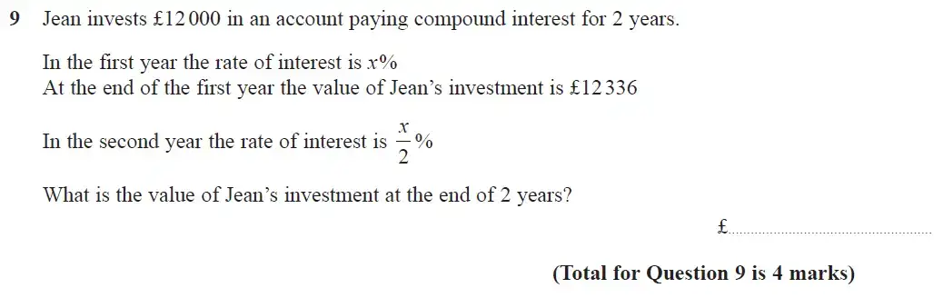 Question 9 - GCSE Edexcel Higher Maths Past Paper 2 (Calculator) - June 2018