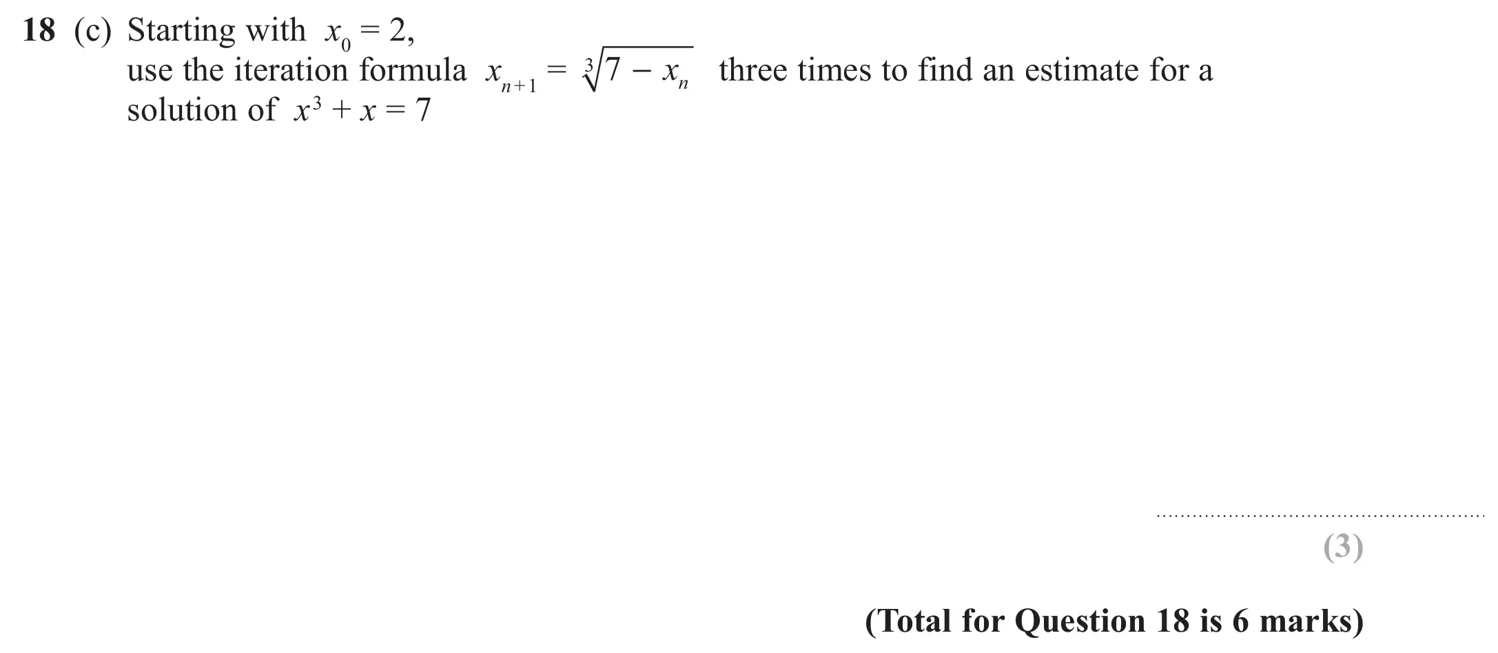Question 18(c) - GCSE Edexcel Higher Maths Past Paper 3 (Calculator) - June 2018