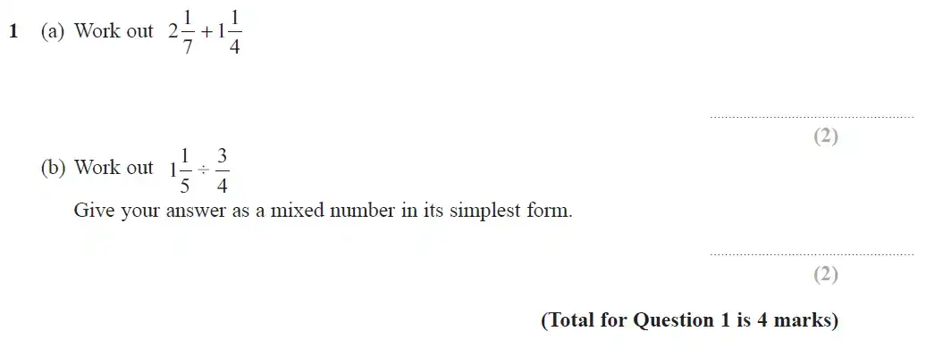 Question 1 - GCSE Edexcel Higher Maths Past Paper 1 (Non-Calculator) - June 2018