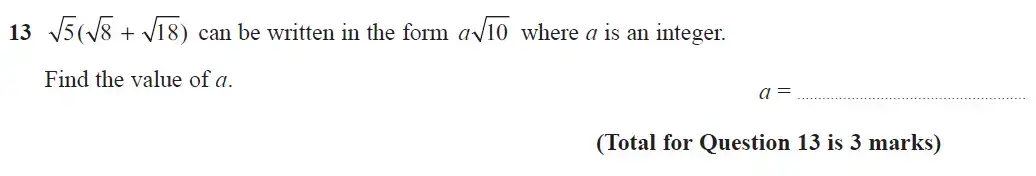 Question 13 - GCSE Edexcel Higher Maths Past Paper 1 (Non-Calculator) - June 2018