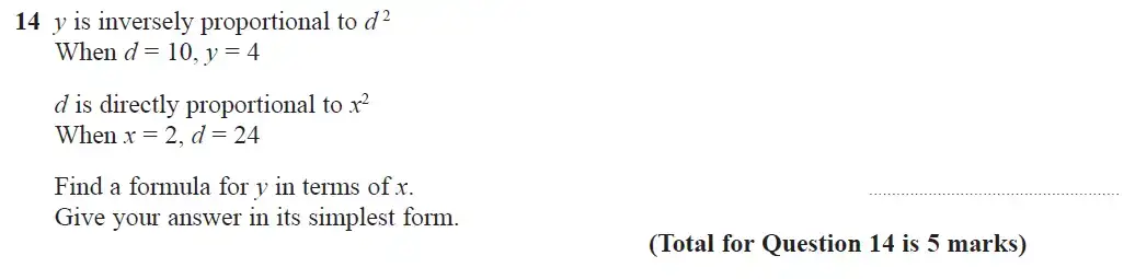 Question 14 - GCSE Edexcel Higher Maths Past Paper 1 (Non-Calculator) - June 2018