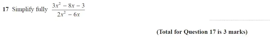 Question 17 - GCSE Edexcel Higher Maths Past Paper 1 (Non-Calculator) - June 2018