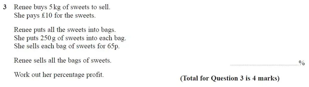 Question 3 - GCSE Edexcel Higher Maths Past Paper 1 (Non-Calculator) - June 2018