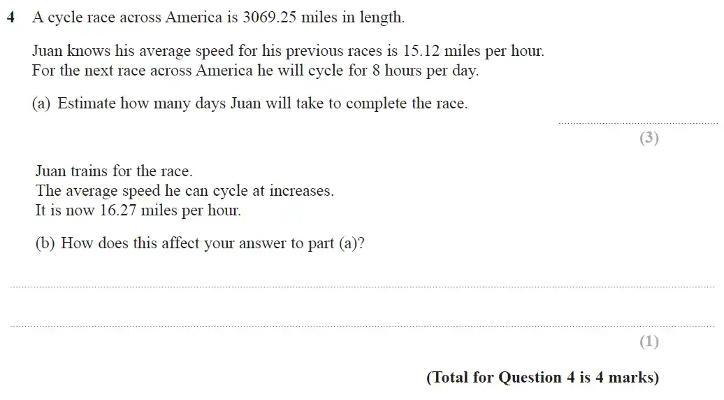 Question 4 - GCSE Edexcel Higher Maths Past Paper 1 (Non-Calculator) - June 2018
