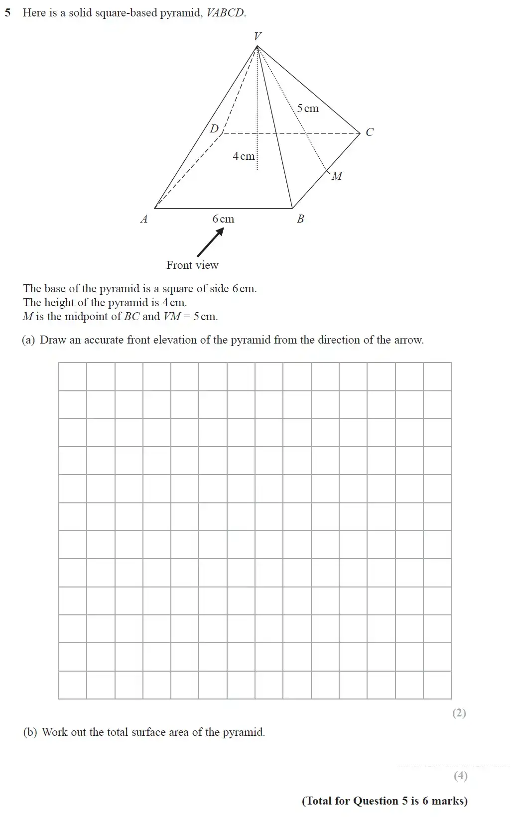 Question 5 - GCSE Edexcel Higher Maths Past Paper 1 (Non-Calculator) - June 2018
