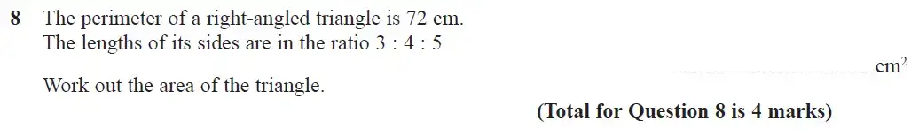 Question 8 - GCSE Edexcel Higher Maths Past Paper 1 (Non-Calculator) - June 2018