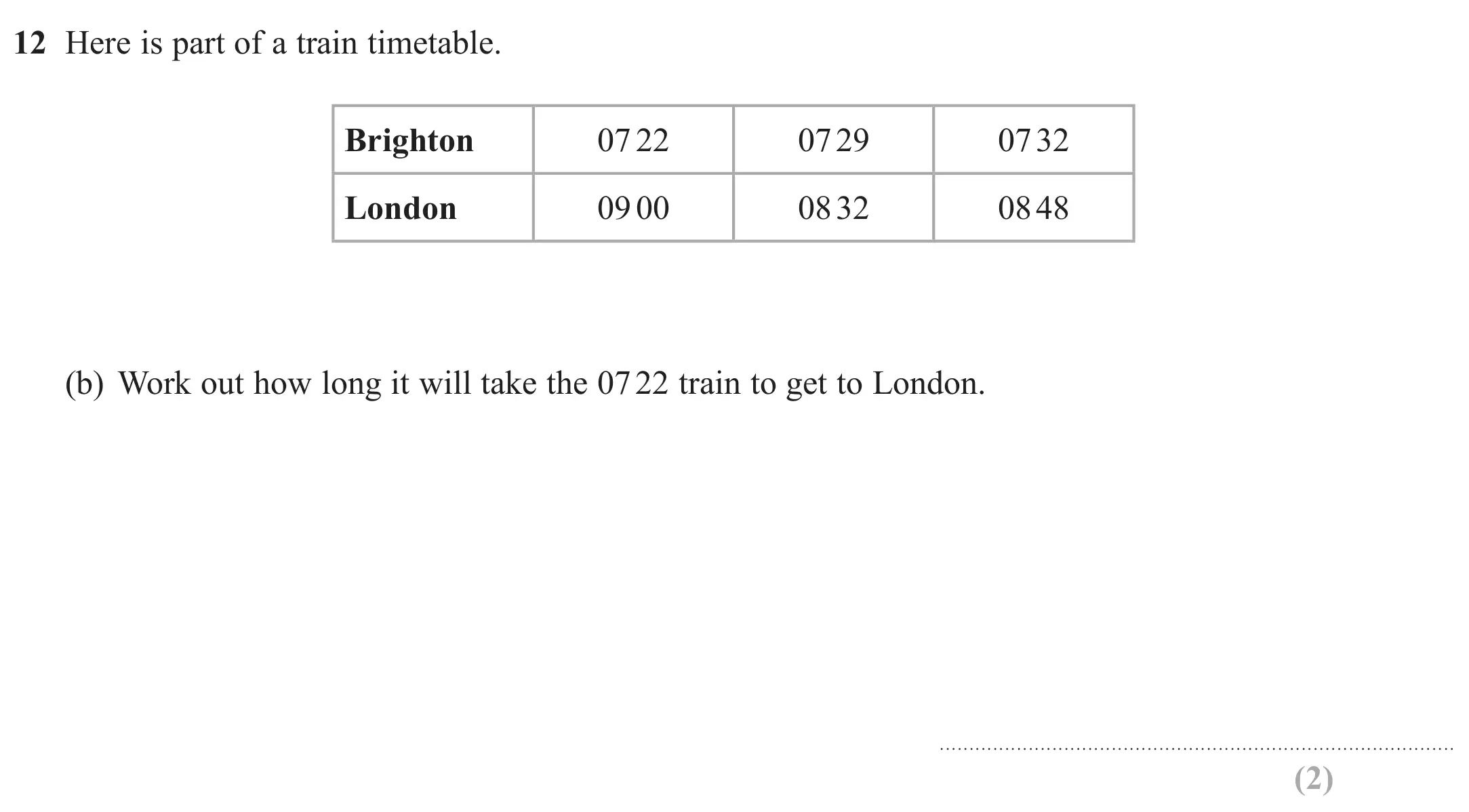 Question 12(b) - GCSE Edexcel Foundation Maths Past Paper 2 (Calculator) - June 2019