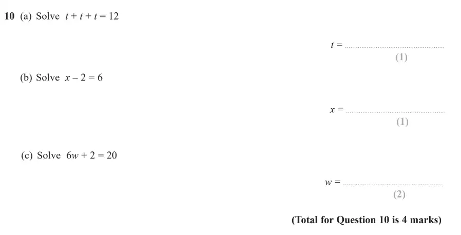 Question 10 - GCSE Edexcel Foundation Maths Past Paper 1 (Non-Calculator) - June 2019