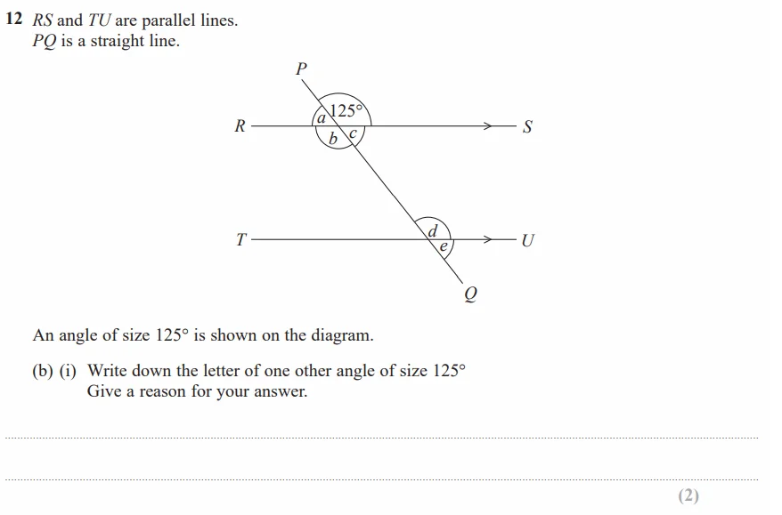 Question 12(b)(i) - GCSE Edexcel Foundation Maths Past Paper 1 (Non-Calculator) - June 2019