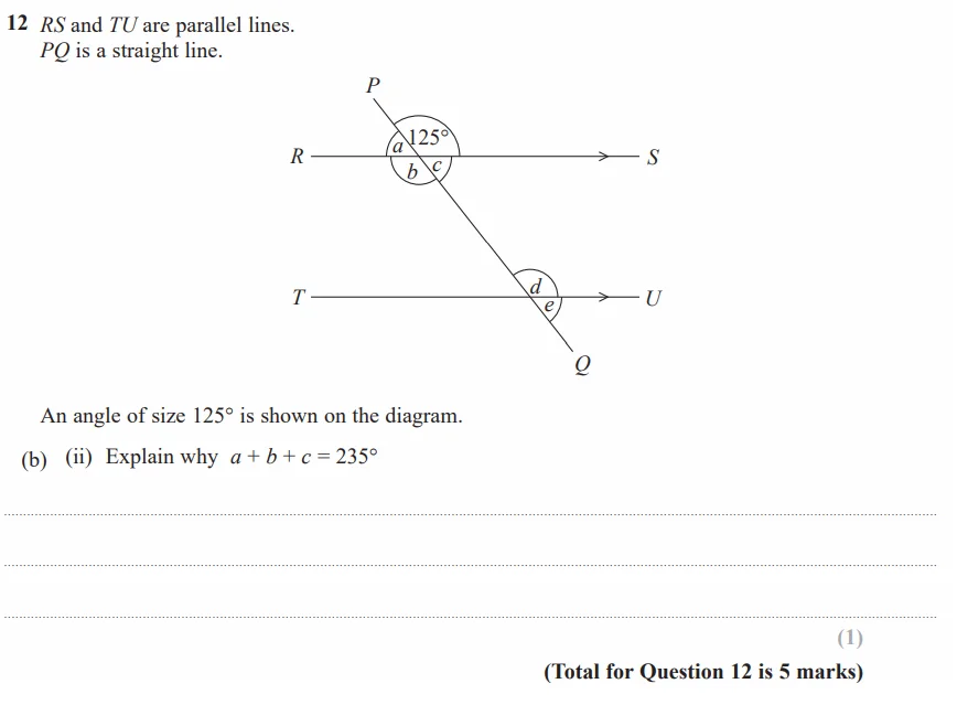 Question 12(b)(ii) - GCSE Edexcel Foundation Maths Past Paper 1 (Non-Calculator) - June 2019