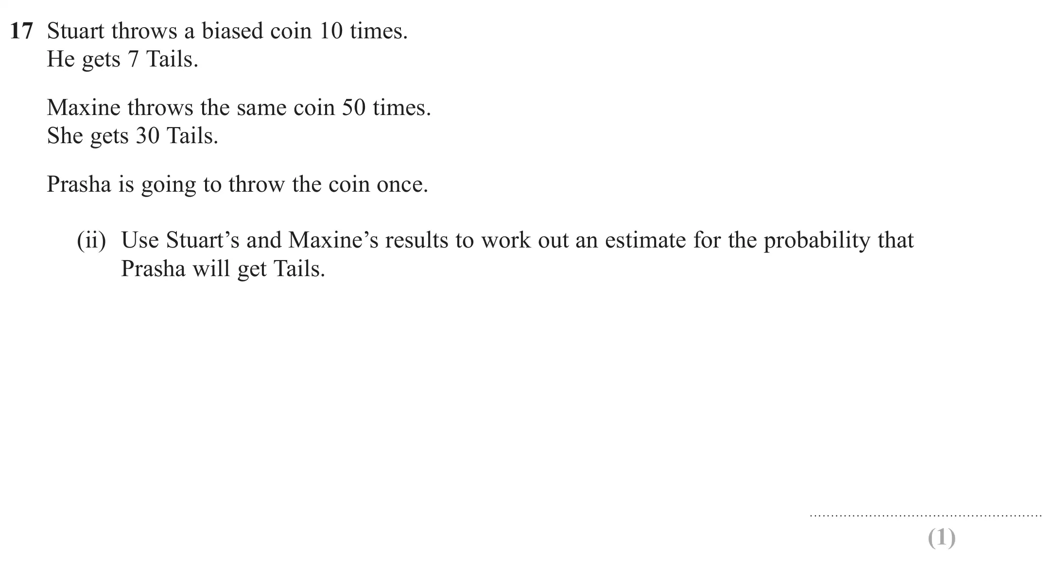 Question 17(b) - GCSE Edexcel Foundation Maths Past Paper 1 (Non-Calculator) - June 2019