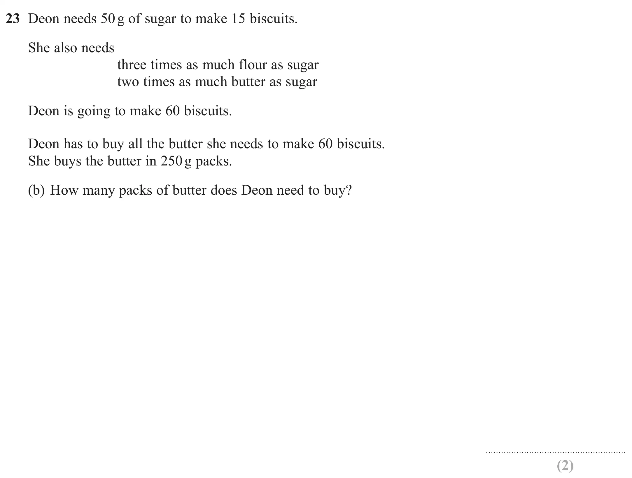 Question 23(b) - GCSE Edexcel Foundation Maths Past Paper 1 (Non-Calculator) - June 2019