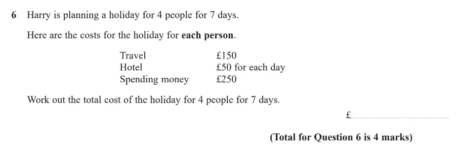 Question 6 - GCSE Edexcel Foundation Maths Past Paper 1 (Non-Calculator) - June 2019
