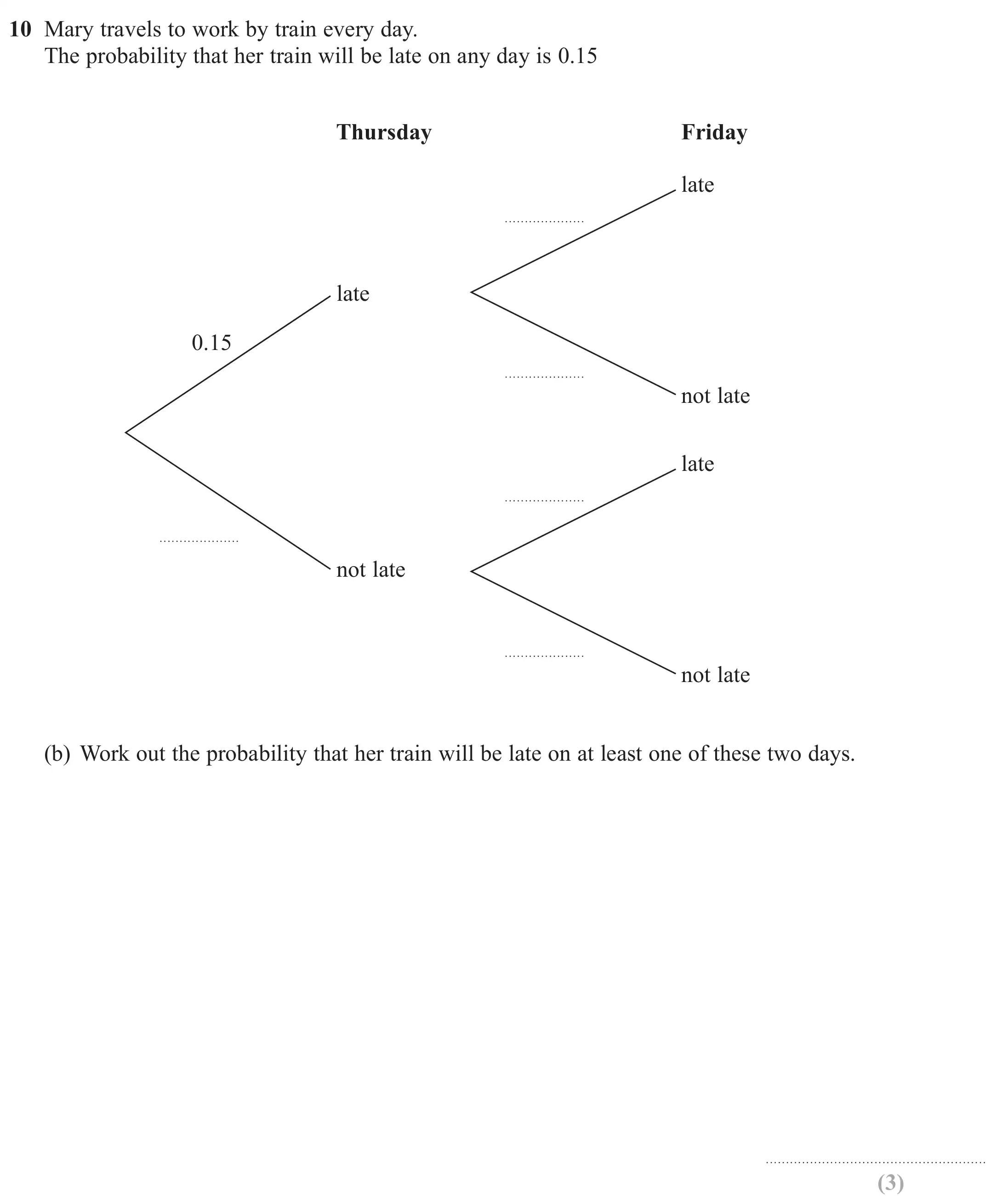 Question 10(b) - GCSE Edexcel Higher Maths Past Paper 2 (Calculator) - June 2019