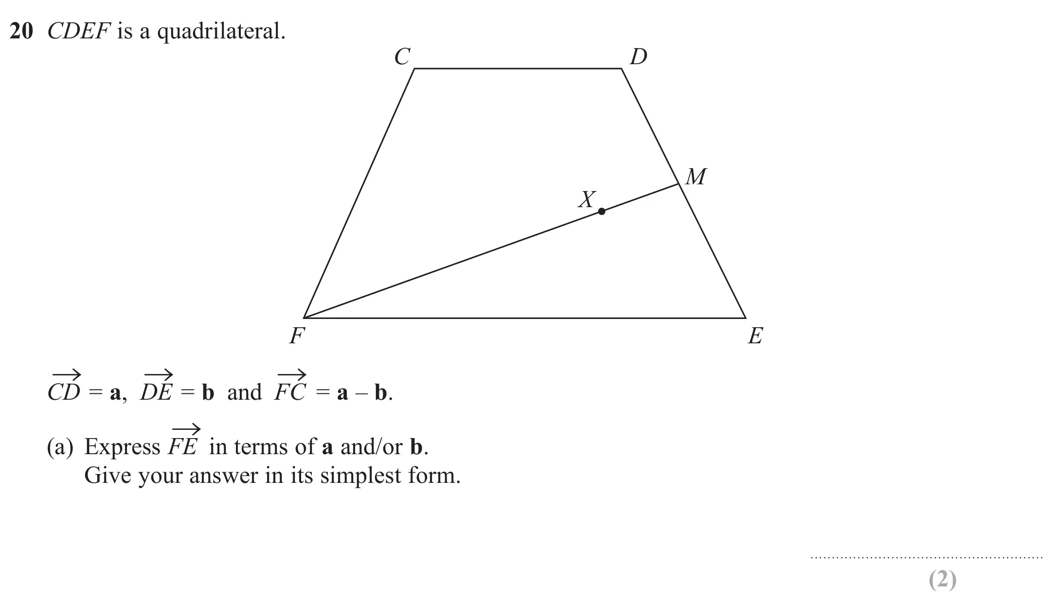 Question 20(a) - GCSE Edexcel Higher Maths Past Paper 2 (Calculator) - June 2019