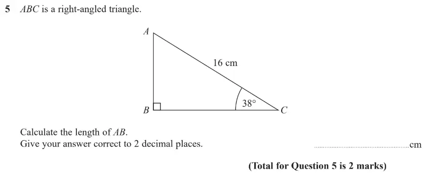 Question 5 - GCSE Edexcel Higher Maths Past Paper 2 (Calculator) - June 2019
