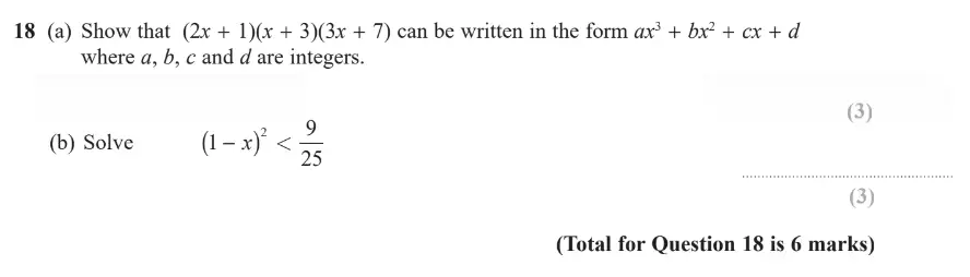 Question 19 - GCSE Edexcel Higher Maths Past Paper 3 (Calculator) - June 2019