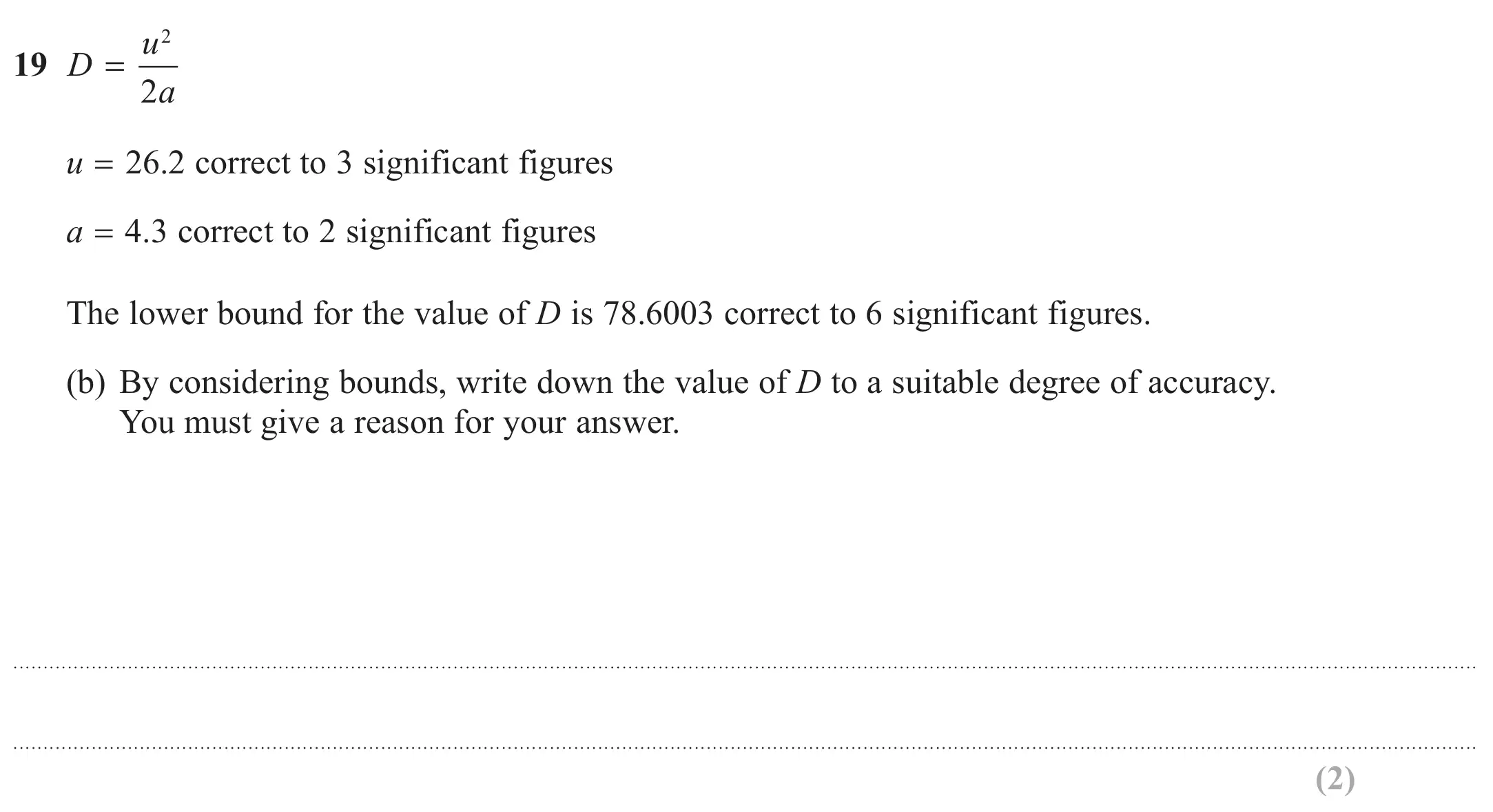 Question 19(b) - GCSE Edexcel Higher Maths Past Paper 3 (Calculator) - June 2019