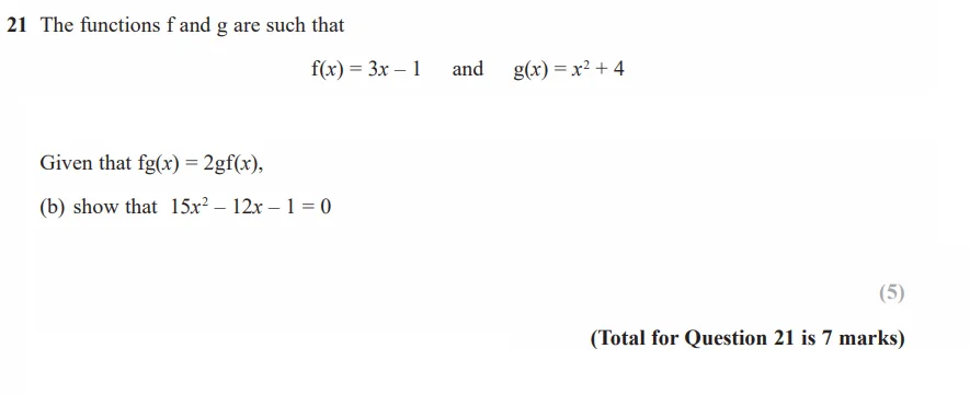 Question 21(b) - GCSE Edexcel Higher Maths Past Paper 1 (Non-Calculator) - June 2019