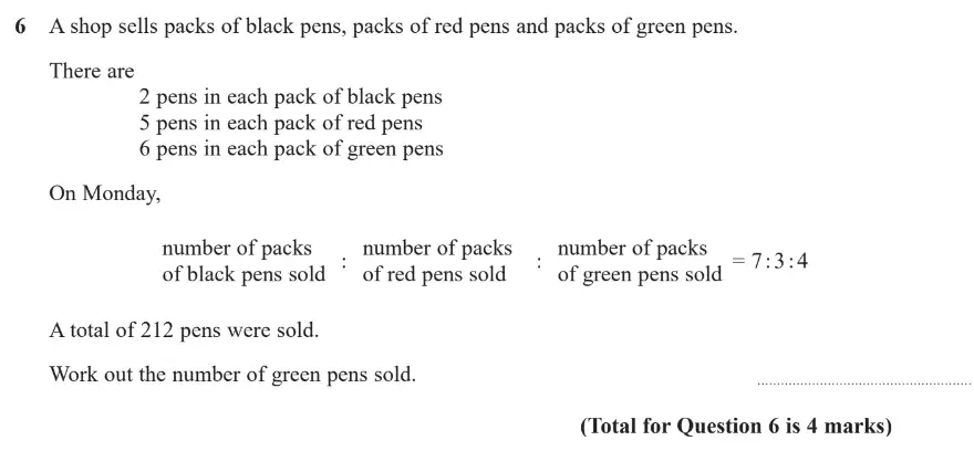 Question 6 - GCSE Edexcel Higher Maths Past Paper 1 (Non-Calculator) - June 2019