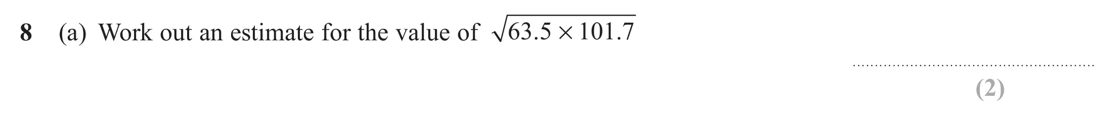 Question 8(a) - GCSE Edexcel Higher Maths Past Paper 1 (Non-Calculator) - June 2019