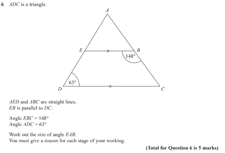 Question 6 - GCSE Edexcel Higher Maths Past Paper 1 (Non-Calculator) - June 2020