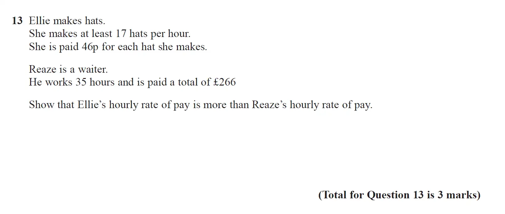 Question 13 - GCSE Edexcel Foundation Maths Past Paper 2 (Calculator) - November 2017