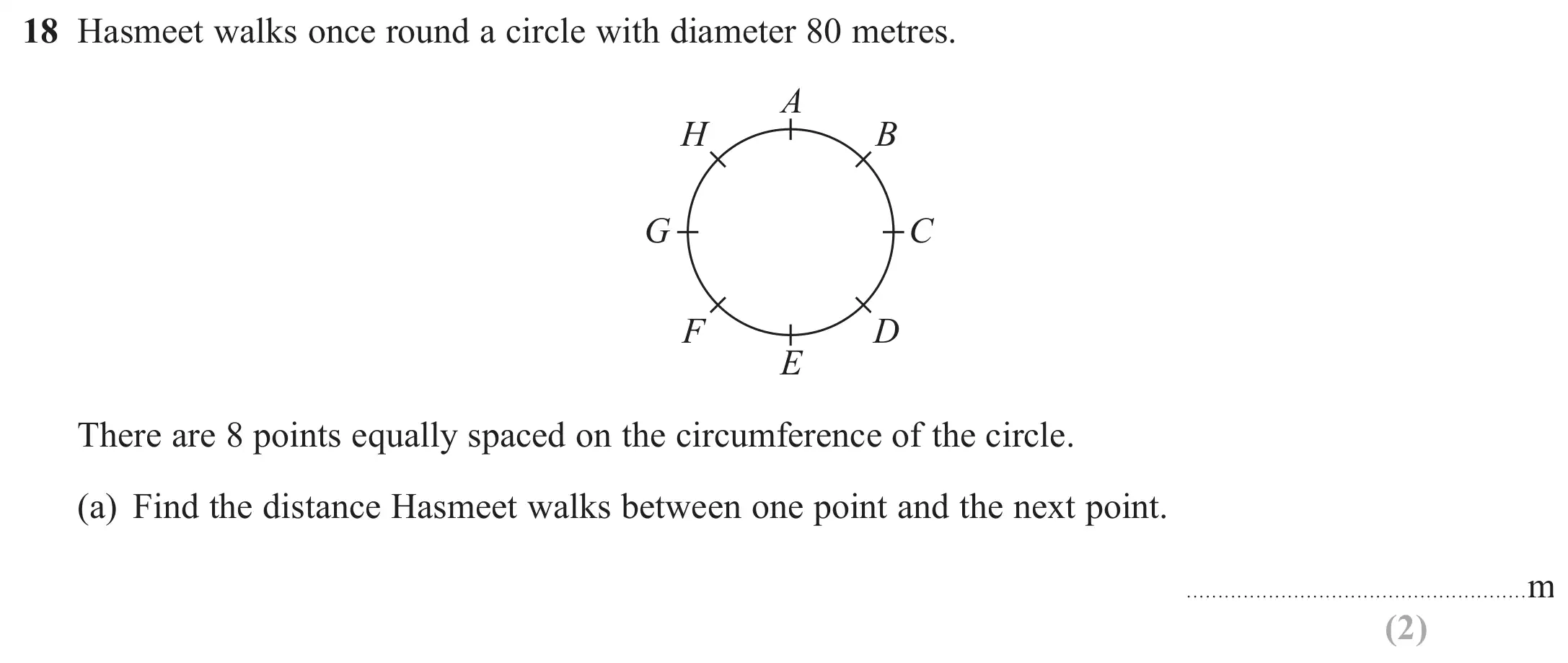 Question 18(a) - GCSE Edexcel Foundation Maths Past Paper 2 (Calculator) - November 2017