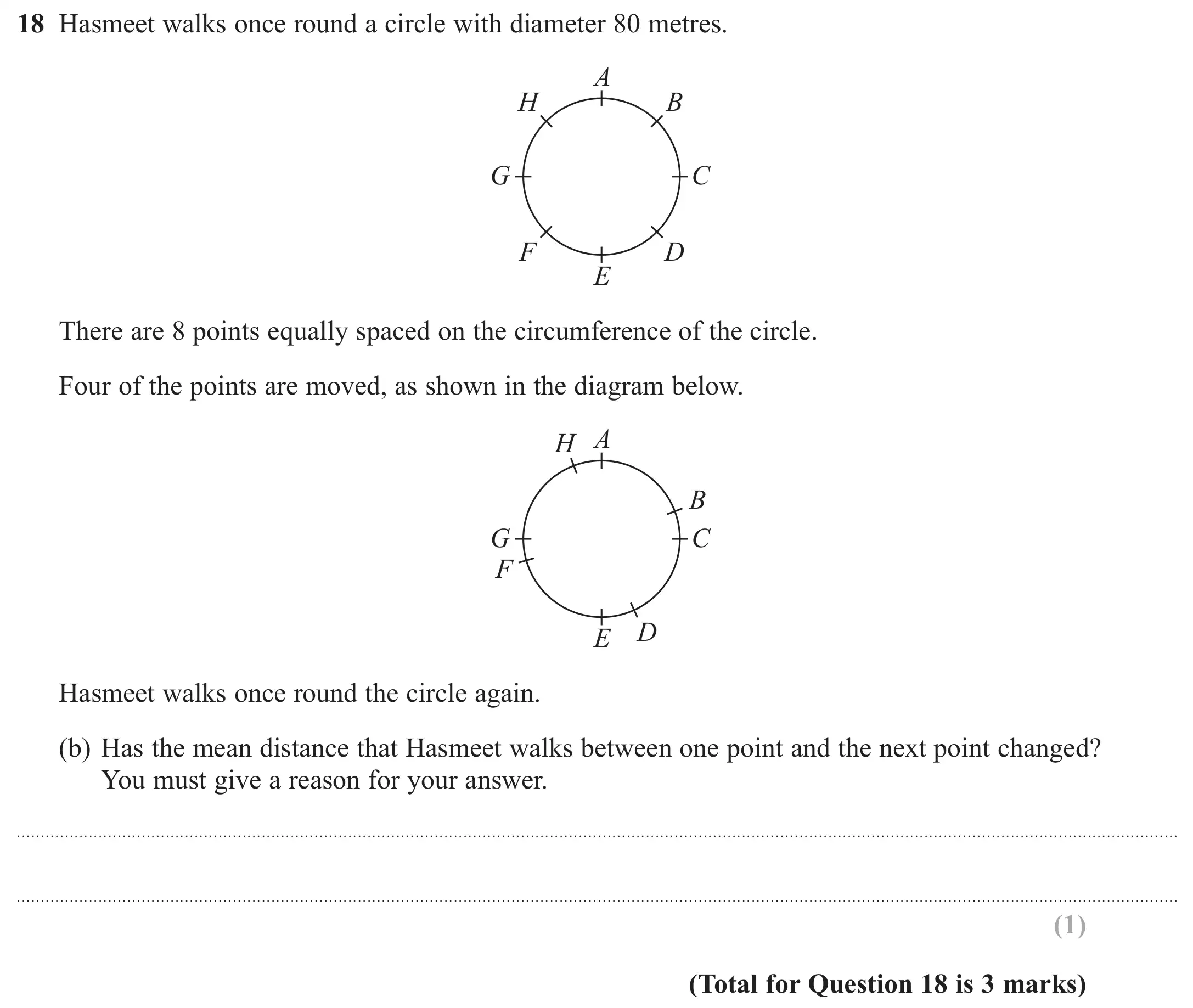 Question 18(b) - GCSE Edexcel Foundation Maths Past Paper 2 (Calculator) - November 2017