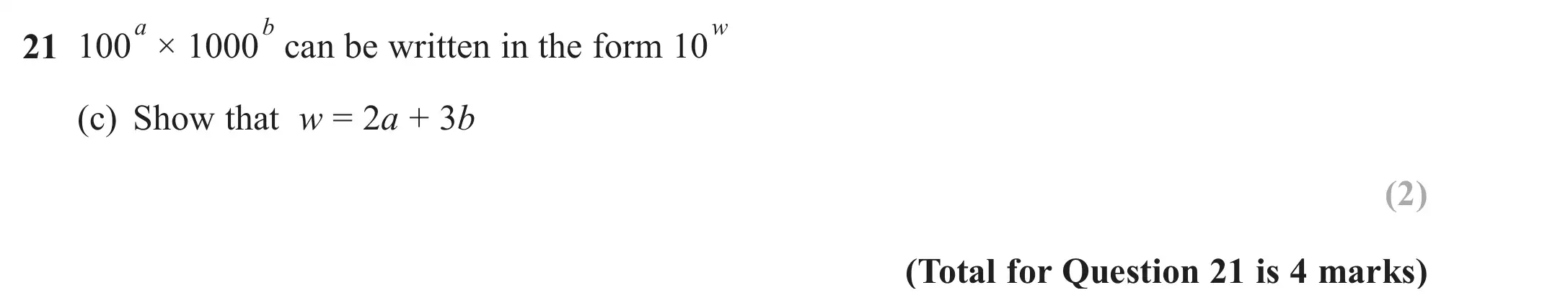 Question 21(c) - GCSE Edexcel Foundation Maths Past Paper 2 (Calculator) - November 2017