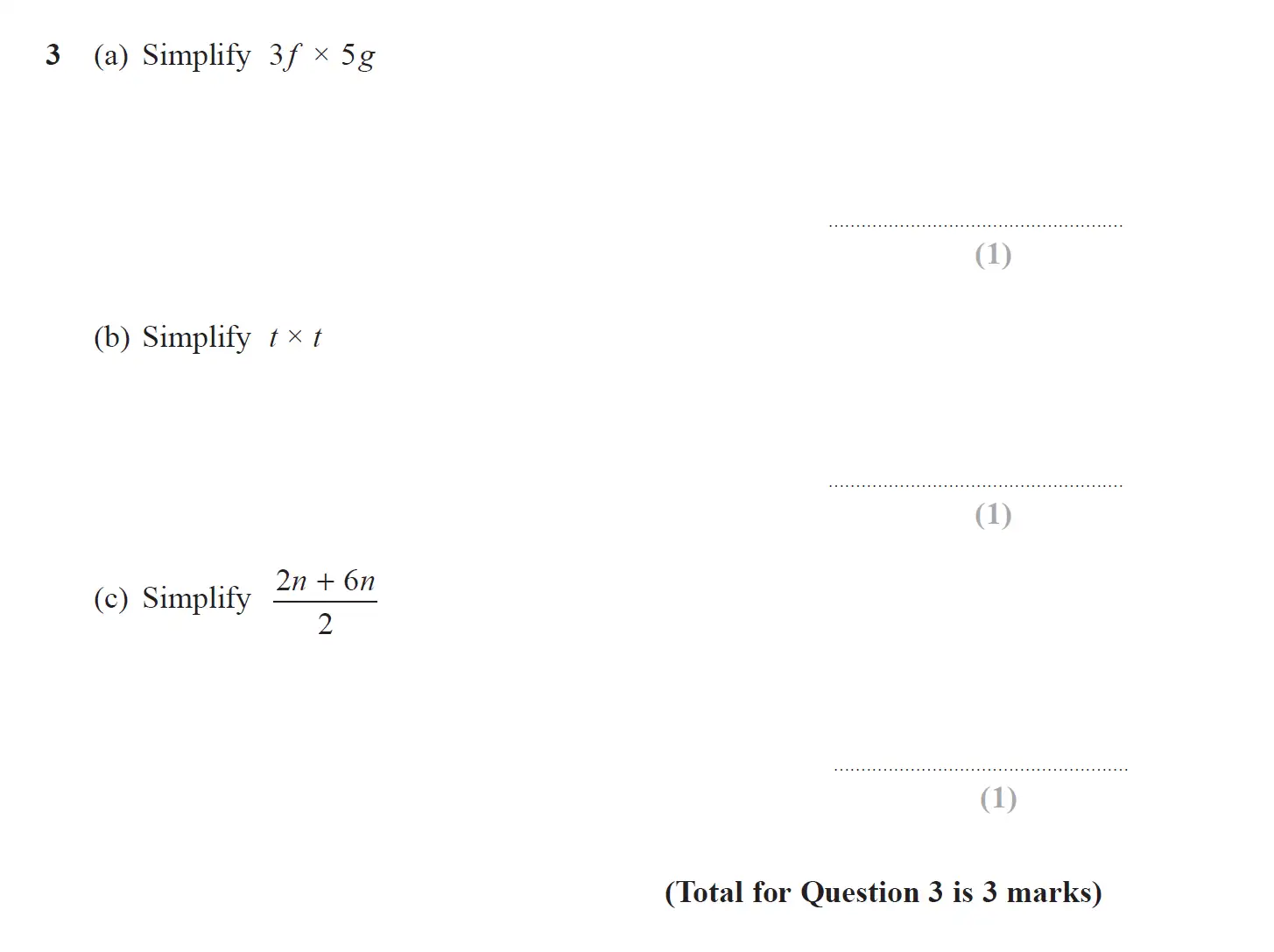 Question 3 - GCSE Edexcel Foundation Maths Past Paper 2 (Calculator) - November 2017