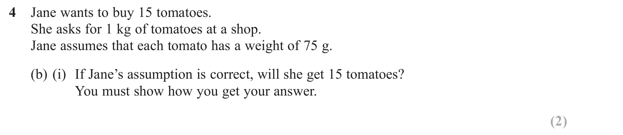 Question 4(b)(i) - GCSE Edexcel Foundation Maths Past Paper 2 (Calculator) - November 2017