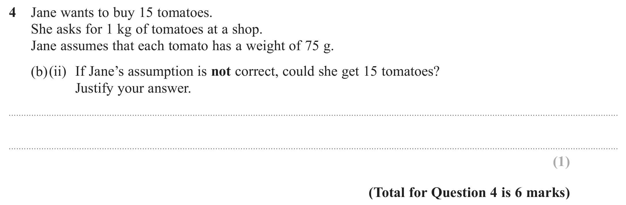 Question 4(b)(ii) - GCSE Edexcel Foundation Maths Past Paper 2 (Calculator) - November 2017