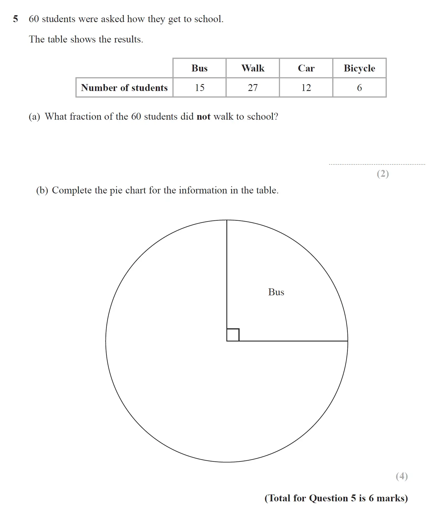 Question 5 - GCSE Edexcel Foundation Maths Past Paper 2 (Calculator) - November 2017