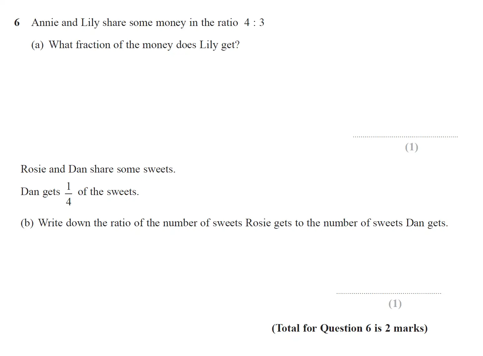 Question 6 - GCSE Edexcel Foundation Maths Past Paper 2 (Calculator) - November 2017