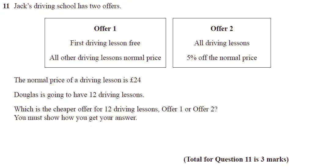 Question 11 - GCSE Edexcel Foundation Maths Past Paper 3 (Calculator) - November 2017